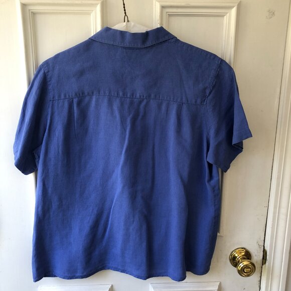 L.L. Bean 100% Linen Button Down Short-Sleeved Blouse - Picture 2 of 3